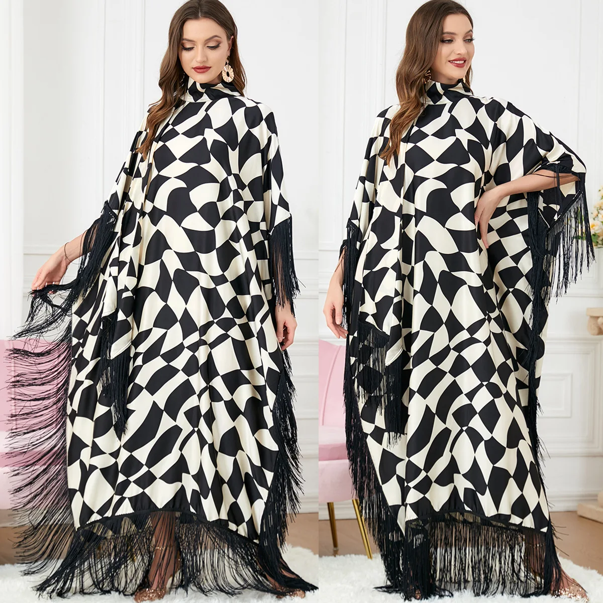 Abaya Muslim Women Fashion Tassel Zebra Print Batwing Sleeve Black Abaya Caftan Marocain Turkey Dress Islam Ramadan
Abaya Muslim Women Fashion Tassel Zebra Print Batwing Sleeve Black Abaya Caftan Marocain Turkey Dress Islam Ramadan