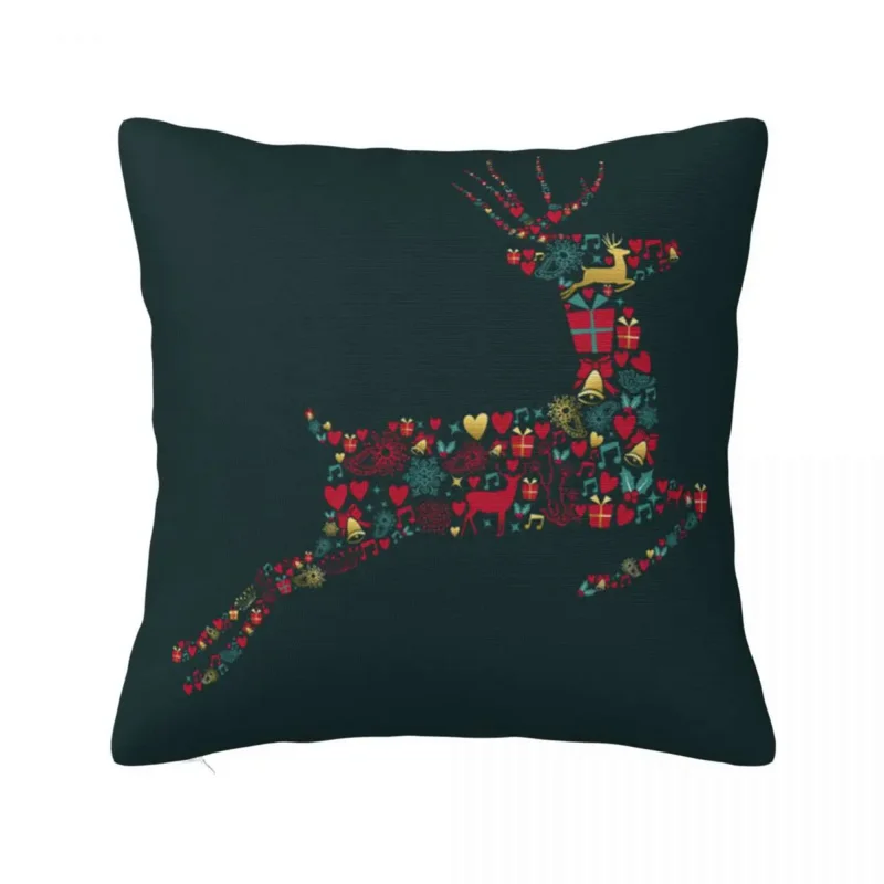 

Christmas Reindeer Pillow Cover Xmas Gift Green Cushion Cover Pattern Pillow Case Cute Funny Pillowcases For Home Decoration