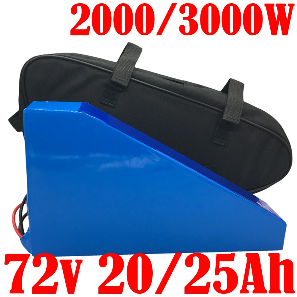 

72V Triangle eBike Battery 72V 25Ah 20Ah 18Ah Bicycle Lithium Batteries 18650 Li-ion cell For 2000W 3000W Electric Bike Scooter