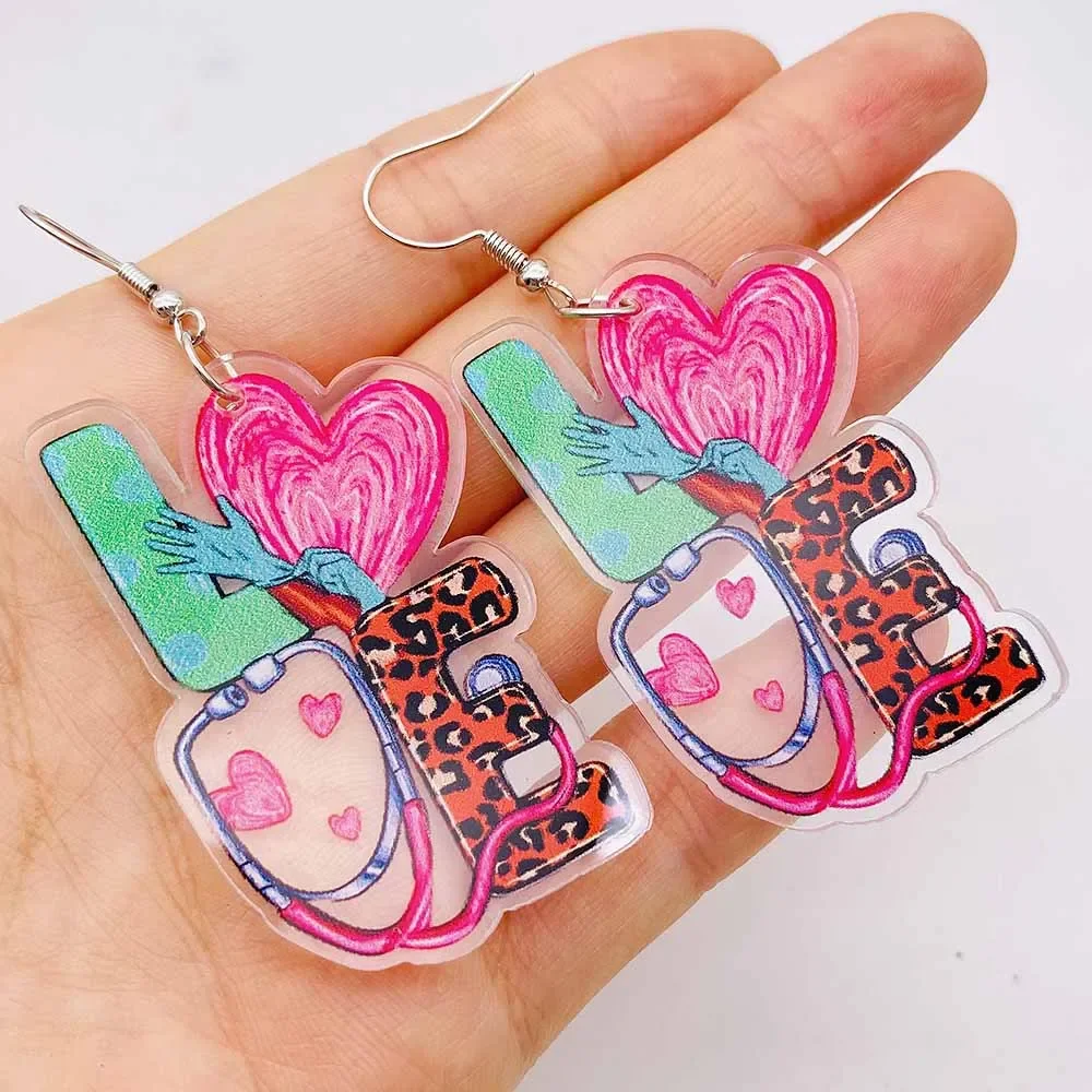 New Love Heart Acrylic Earrings NURSE Doctor Stethoscope Syringe Earrings for Wpmen Nurse's Day Gift Jewelry
New Love Heart Acrylic Earrings NURSE Doctor Stethoscope Syringe Earrings for Wpmen Nurse's Day Gift Jewelry