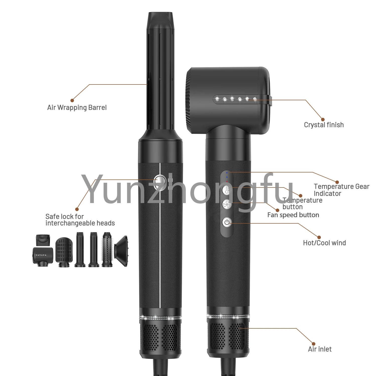 High Speed Ionic With Diffuser 7 In 1 Hair Styler Top Seller 7 In 1 Air Styling Tools Wrap 110000 RPM
High Speed Ionic With Diffuser 7 In 1 Hair Styler Top Seller 7 In 1 Air Styling Tools Wrap 110000 RPM
