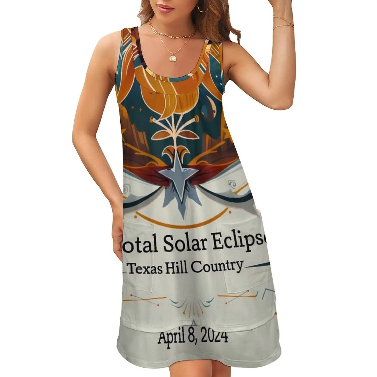 Eclipse Over Texas Hill Country: 8 апреля 2024 г. Плакат Solar Eclipse без рукавов, U-образный вырез, имитация двух частей, платье, одежда для женщин
Eclipse Over Texas Hill Country: 8 апреля 2024 г. Плакат Solar Eclipse без рукавов, U-образный вырез, имитация двух частей, платье, одежда для женщин