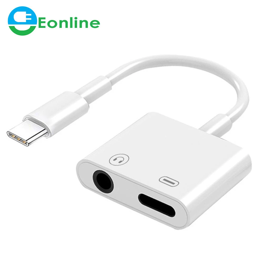

EONLINE 3D 2 in 1 Type C To 3.5mm Type C to USB C For Huawei Mate 20 Pro Lite Phone Adapter Charger 3.5mm Jack Earphone