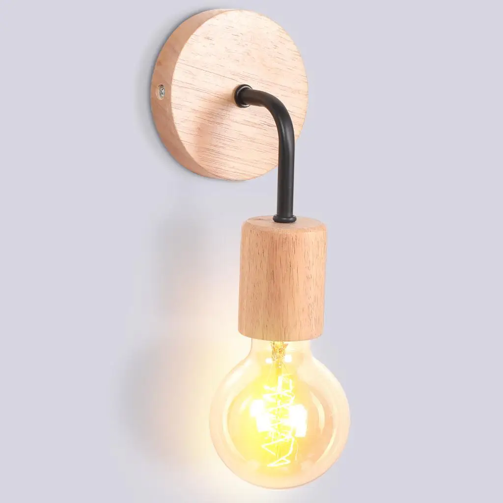 

Wood Wall Lamp Vintage Industrial Wall Lights Adjustable Retro E27 Light Bulb Wall Sconce For Home Loft Indoor Decor Fixtures