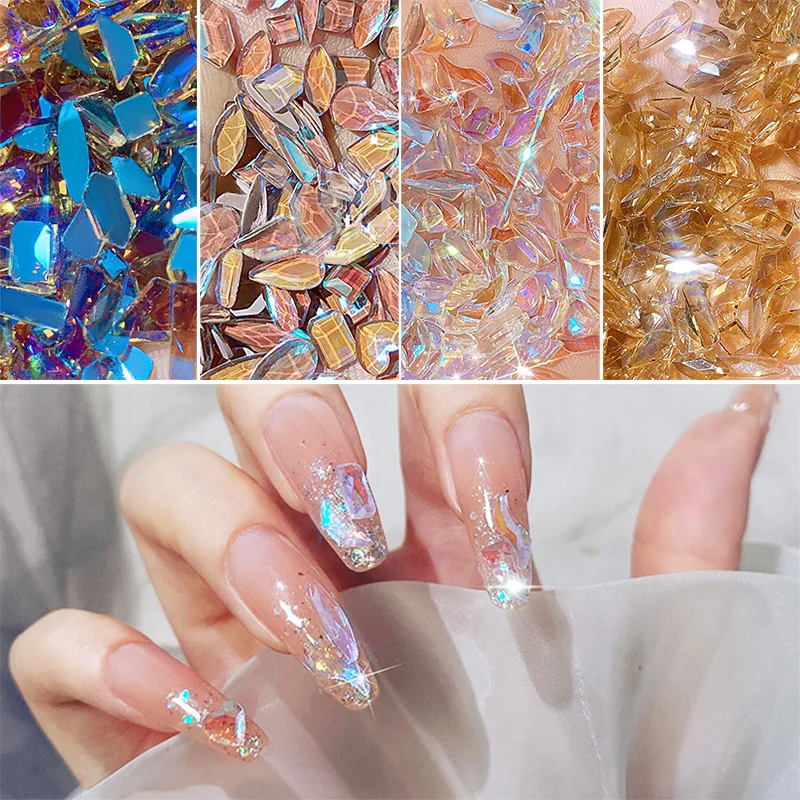 

100Pcs Mix Rhinestone Crystal AB Charm Luxury Nail Art Flatback Gems for Nail 3D Decorations Glitter Manicure Nail Gems DIY 2021
