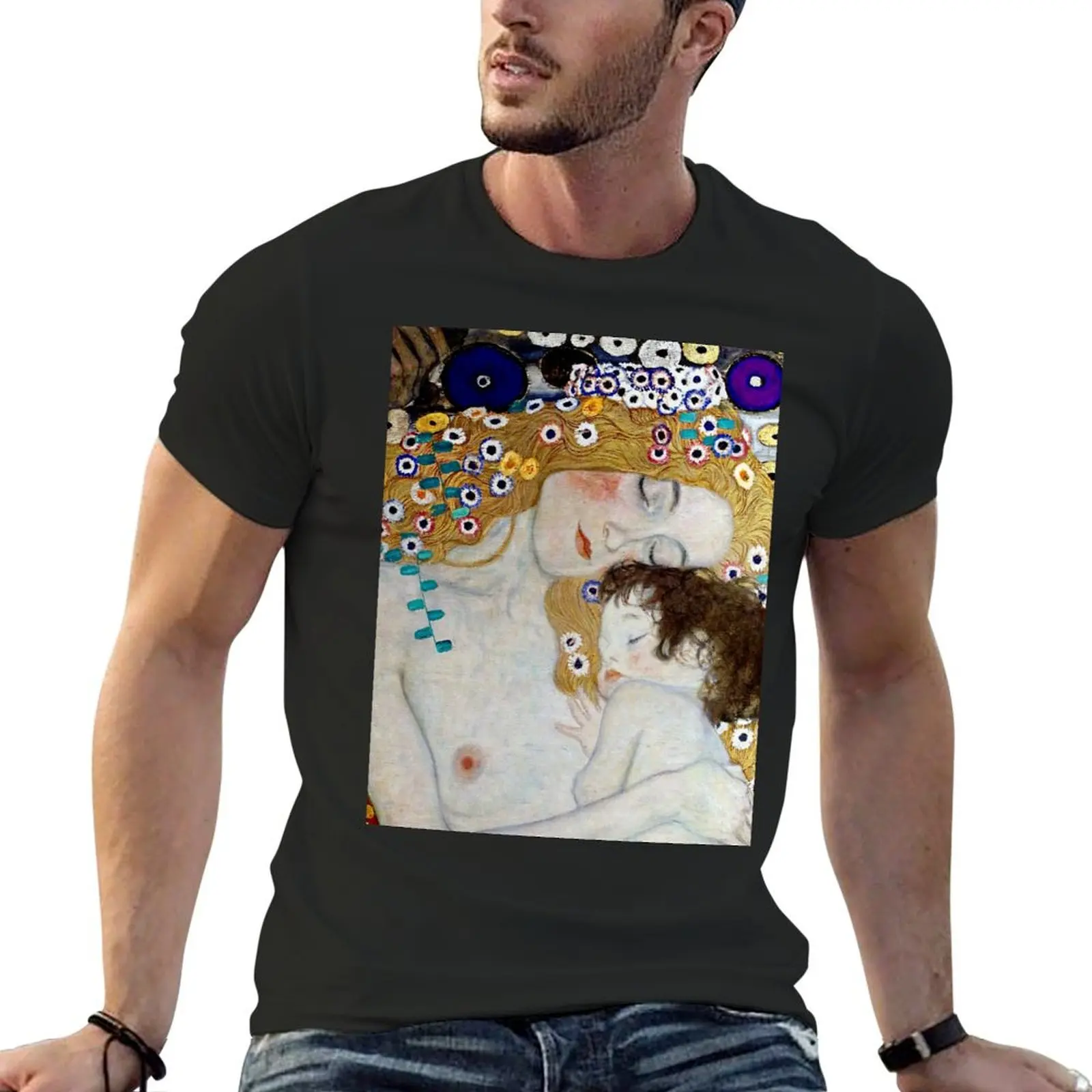 

Gustav Klimt Le Tre Età (detail) Mot T-shirt Fresh Sport Funny T-shirts Hipster Aactivity Competition USA Size