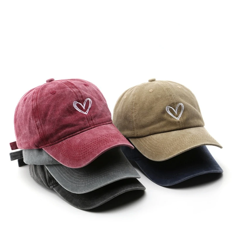 Fashion Baseball Cap for Women and Men Washed Cotton Heart Embroidered Hat Retro Sun Caps Casual Snapback Hats Unisex Casquette
Fashion Baseball Cap for Women and Men Washed Cotton Heart Embroidered Hat Retro Sun Caps Casual Snapback Hats Unisex Casquette