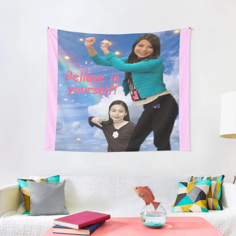 

Believe in yourself! Miranda Cosgrove iCarly Tapestry Korean Room Decor Wall Decoration Tapestry