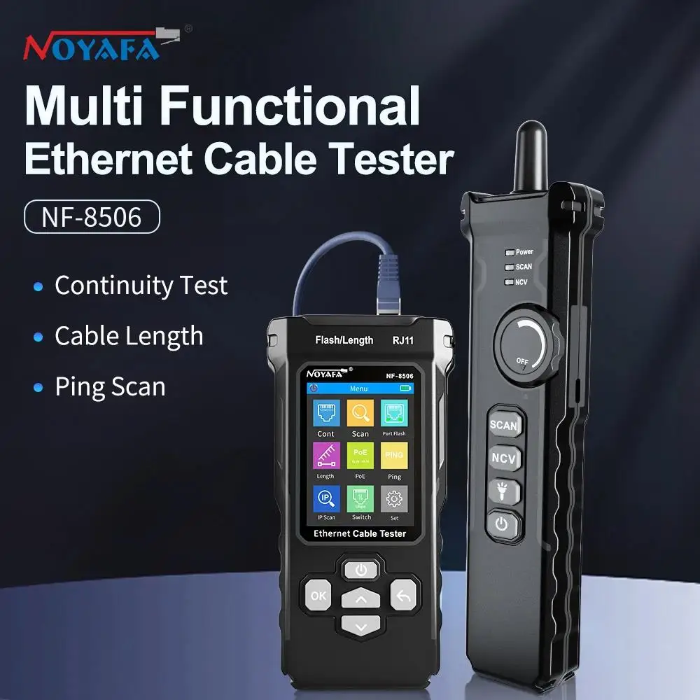 NOYAFA NF-8506 сетевой Кабельный тестер поддерживает проверку PING/IP сканирование/скорость сетевого порта Многофункциональный кабельный трекер инструмент для поиска
NOYAFA NF-8506 сетевой Кабельный тестер поддерживает проверку PING/IP сканирование/скорость сетевого порта Многофункциональный кабельный трекер инструмент для поиска