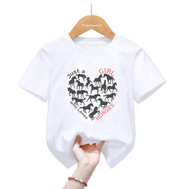 

Just A Girl Who Loves Horses Graphic Print T Shirt For Girls/Boys Summer Fashion Kids Clothes Harajuku Kawaii T-Shirt Streetwear