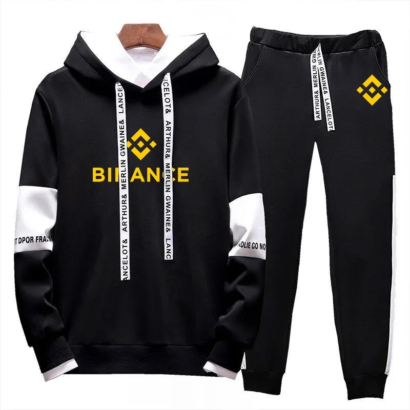 

Binance Crypto 2024 Men's New Long Sleeve Printed Sportswear Tracksuit Warm Hoodies Top And Pants Fleece Jogging Two Pieces Suit