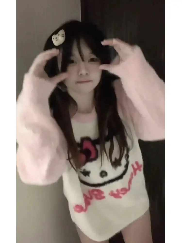 Cute Soft Hello Kitty Pullover Sanrio Kawaii Sweater Female Student Winter Loose Cartoon Coats Tops Women's Pullovers Sweaters
Cute Soft Hello Kitty Pullover Sanrio Kawaii Sweater Female Student Winter Loose Cartoon Coats Tops Women's Pullovers Sweaters