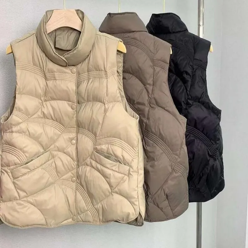 Winter Women 90% White Duck Down Coat Casual Stand Collar Single Breasted Sleeveless Vest Jacket Light Down Outwear
Winter Women 90% White Duck Down Coat Casual Stand Collar Single Breasted Sleeveless Vest Jacket Light Down Outwear