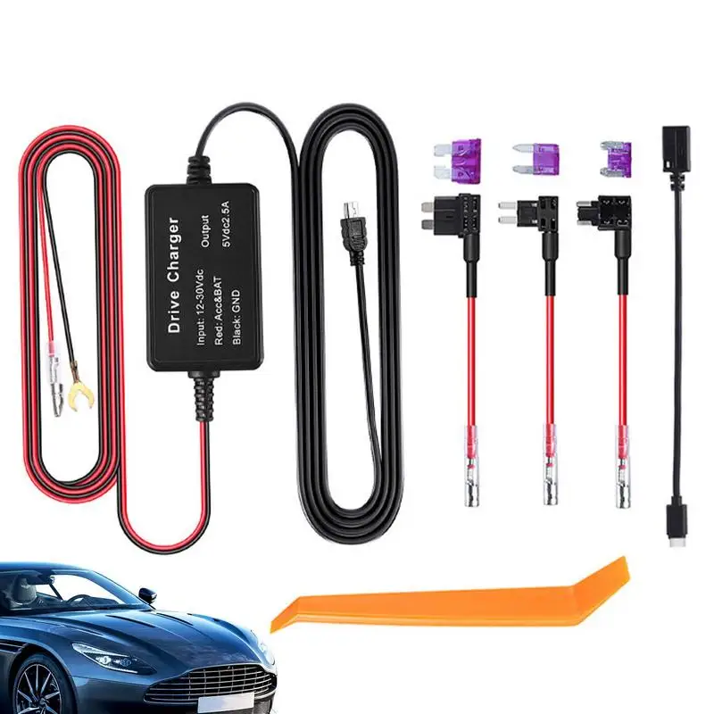 

Car Da sh Cam Wire Mirror DVR Hardwire Cable Kit Video Recorder 12/24V To 5V Mini Mini USB Charger Line Auto Da shcam Camera