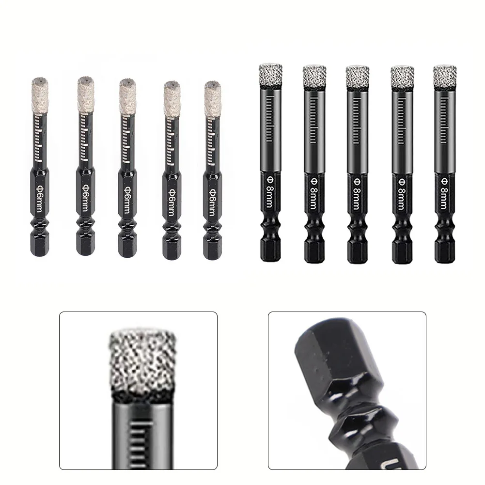 5pcs Vacuum Brazed Hole Opener Diamond Drill Bits Hole Saw 6mm/8mm Hex Handle Drilling Bit For Ceramic Marble Granite Tile
5pcs Vacuum Brazed Hole Opener Diamond Drill Bits Hole Saw 6mm/8mm Hex Handle Drilling Bit For Ceramic Marble Granite Tile
