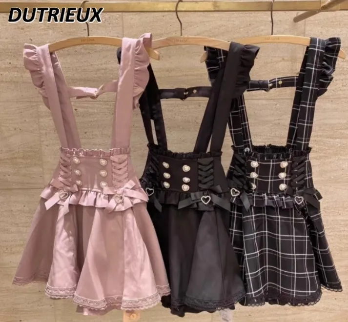 Japanese Skirts Fashion Ribbon Bow Diamond Pearl Buckle Detachable Suspender Skirt Slim A Line Midi Skirt Girl's Strap Faldas
Japanese Skirts Fashion Ribbon Bow Diamond Pearl Buckle Detachable Suspender Skirt Slim A Line Midi Skirt Girl's Strap Faldas