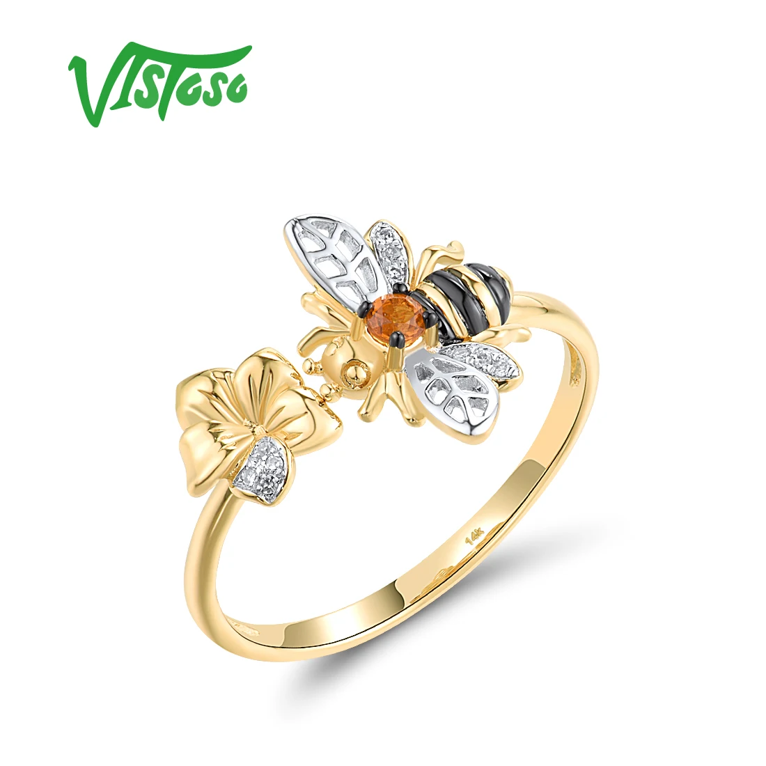 

Женское кольцо из желтого золота VISTOSO, с цитрином и бриллиантами, 14 к, 585 пробы