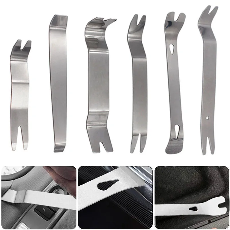 6pcs/set Stainless Steel Auto Car Repair Tools Radio Door Clip Panel Trim Dash Removal Tool Kits Hand Metal Removal Pry Tool
6pcs/set Stainless Steel Auto Car Repair Tools Radio Door Clip Panel Trim Dash Removal Tool Kits Hand Metal Removal Pry Tool