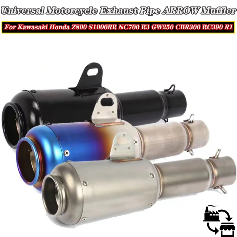 Universal Motorcycle Exhaust Pipe ARROW Muffler Pipe Escape Moto For Kawasaki Honda Z800 S1000RR NC700 R3 GW250 CBR300 RC390 R1
Universal Motorcycle Exhaust Pipe ARROW Muffler Pipe Escape Moto For Kawasaki Honda Z800 S1000RR NC700 R3 GW250 CBR300 RC390 R1