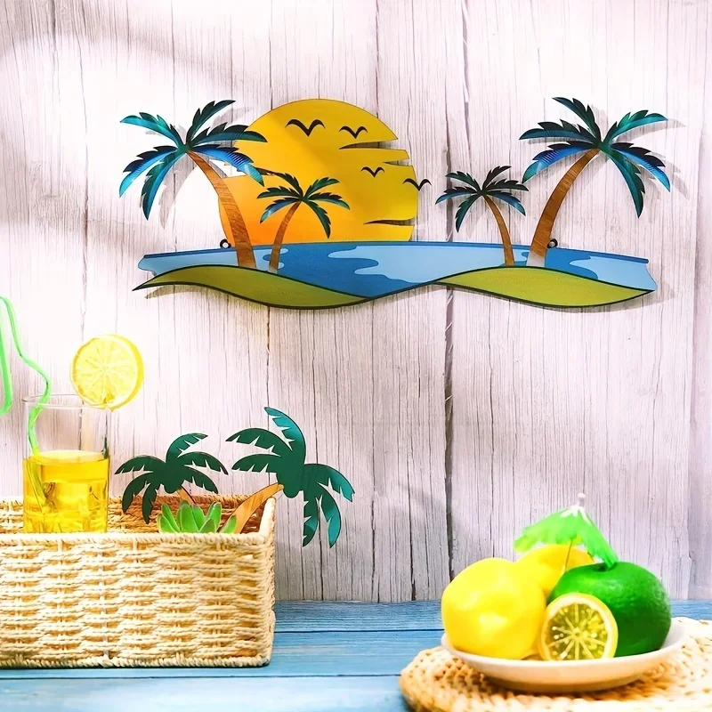 

Tropical Beach Metal Wall Decor Decorative Palm Tree Bathroom Decor Tropical Contemporary Coastal Wall Sculpture