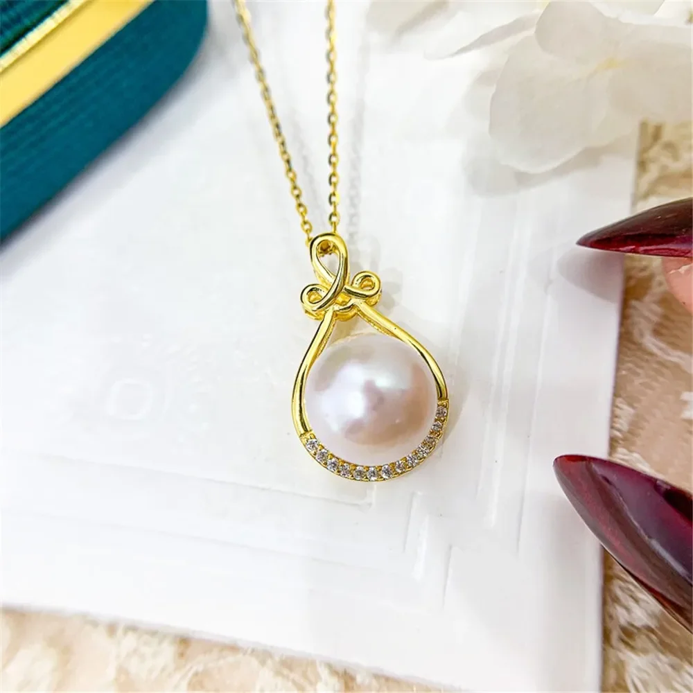 

DIY Pearl Gadgets S925 Sterling Silver Pendant Empty Rest Concealer Silver Necklace Pendant Fit 9-11mm Round Flat D439