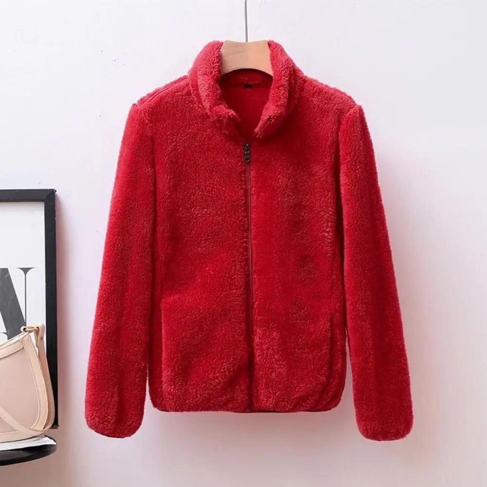 Comfortable Women Jacket Thickened Coral Fleece Women's Winter Coat Warm Stand Collar Cardigan Jacket with Zipper Closure
Comfortable Women Jacket Thickened Coral Fleece Women's Winter Coat Warm Stand Collar Cardigan Jacket with Zipper Closure