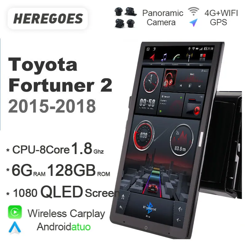 Автомобильный DVD-плеер Tesla Style, 13,3 дюйма, Android 10, Bluetooth-навигация, Wi-Fi 6 + 128 ГГц для Toyota Fortuner 2 2015-2018 
Автомобильный DVD-плеер Tesla Style, 13,3 дюйма, Android 10, Bluetooth-навигация, Wi-Fi 6 + 128 ГГц для Toyota Fortuner 2 2015-2018