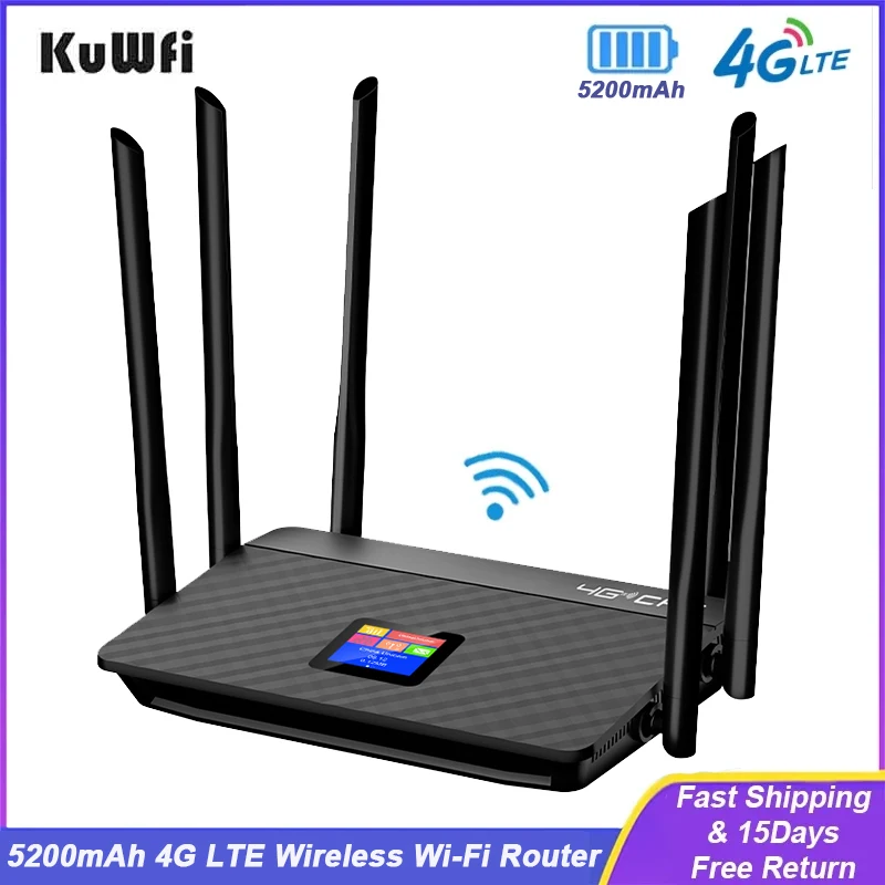 KuWfi 5200mAh 4G LTE марш рутиз атор 150Mbps беспроводной CPE роу тер получает высокие внешние антенны с Sim-карты слот RJ45 порт жк дисплей
KuWfi 5200mAh 4G LTE марш рутиз атор 150Mbps беспроводной CPE роу тер получает высокие внешние антенны с Sim-карты слот RJ45 порт жк дисплей