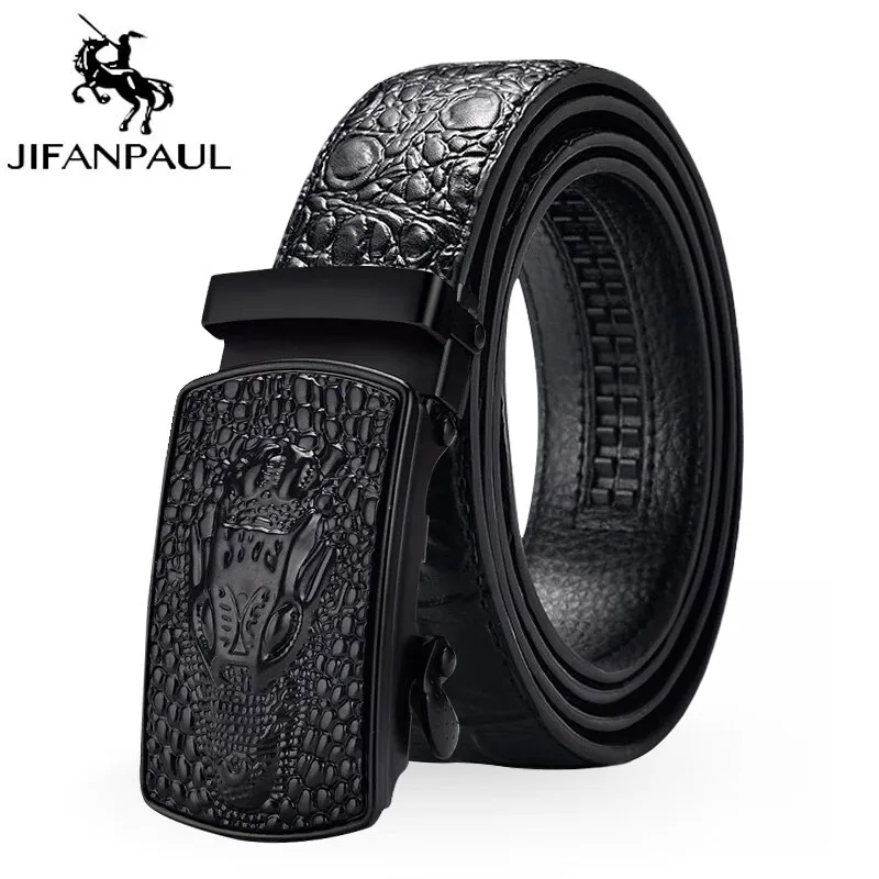 

High Quality Men Leather Belt Metal Automatic Buckle Work Business Black Cowskin PU Strap