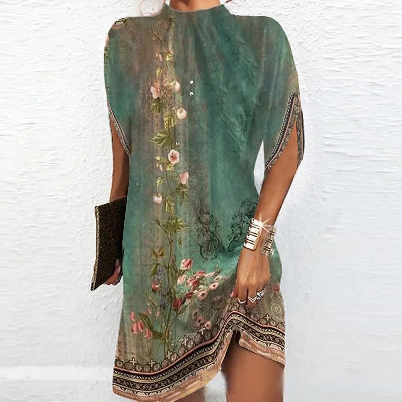 Женское летнее платье в стиле бохо, с V-образным вырезом и коротким рукавом, винтажное мини-платье с цветочным принтом, женское элегантное свободное платье
Женское летнее платье в стиле бохо, с V-образным вырезом и коротким рукавом, винтажное мини-платье с цветочным принтом, женское элегантное свободное платье