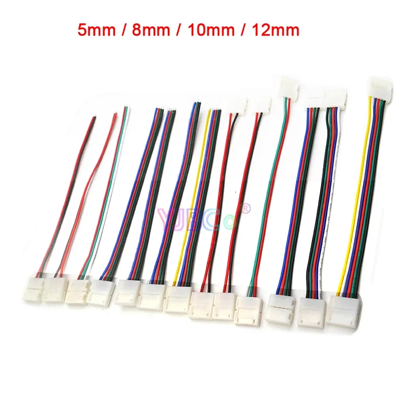 

5pcs 2pin 3pin 4pin 5pin 6pin 5/8mm/10mm/12mm Welding free connector clip LED Connector with Cable For RGB RGBW RGBWW LED strip