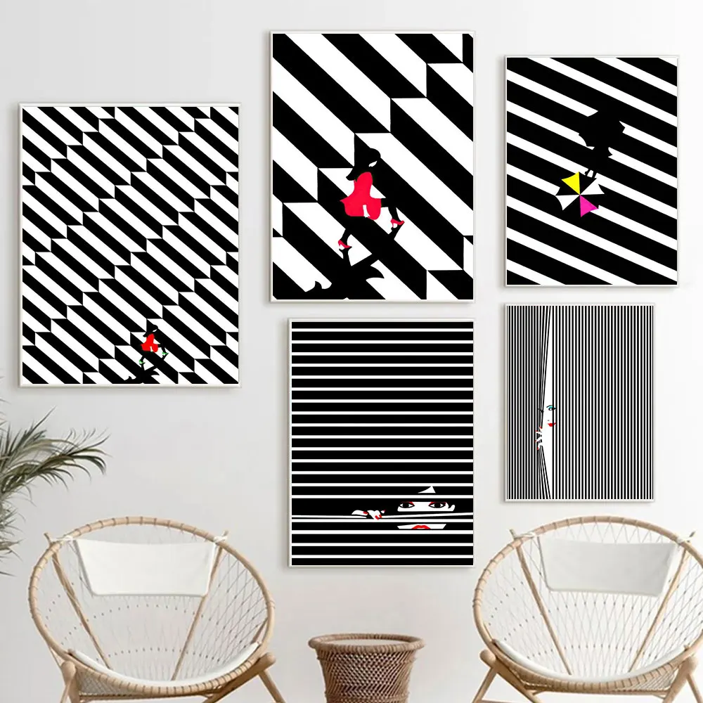 Minimalist Black And White Stripe Canvas Wall Art Painting Abstract Vision Fashion Girl Posters Prints Picture For Room Decor
Minimalist Black And White Stripe Canvas Wall Art Painting Abstract Vision Fashion Girl Posters Prints Picture For Room Decor