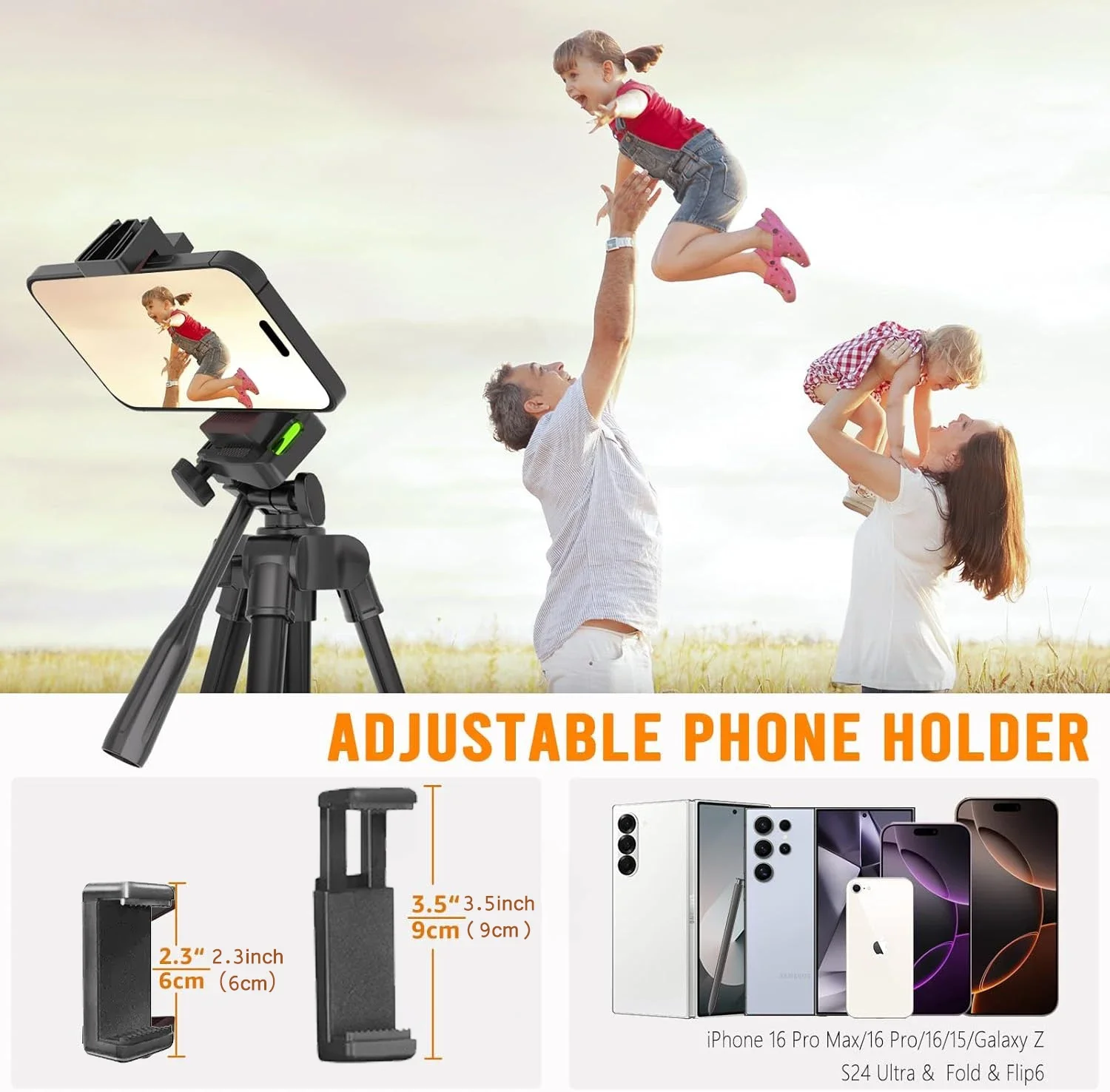 53 Inch Universal Tripod Stand with Bluetooth Remote Adjustable Height for Smartphone Camera Video Photography YouTube 53 Inch Universal Tripod Stand with Bluetooth Remote Adjustable Height for Smartphone Camera Video Photography YouTube