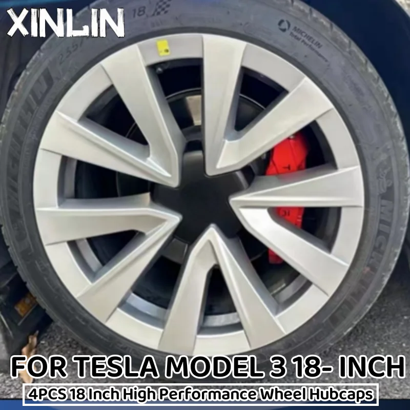 

4PCS Wheel Caps 18 Inch HubCap Automobile Performance Replacement Hub Cap Full Rim Cover For Tesla Model 3 2020-2023 Accessories