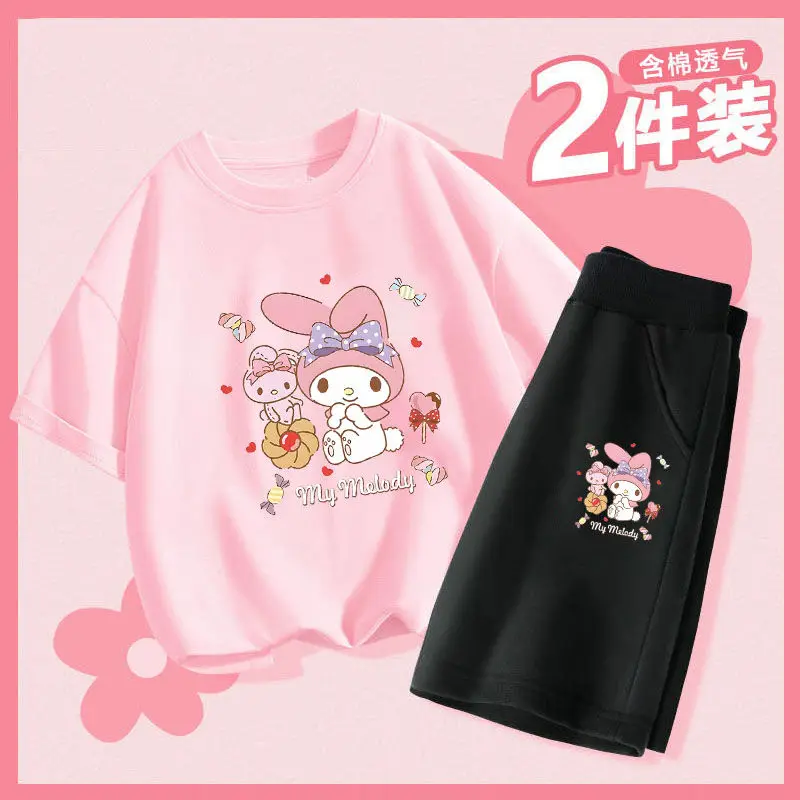 2024 Kuromi My Melody Girls Short Sleeve Shorts Sanrio Kawaii Anime Print Tops Summer Sweet Cute Children Set Tide Gift for Kids
2024 Kuromi My Melody Girls Short Sleeve Shorts Sanrio Kawaii Anime Print Tops Summer Sweet Cute Children Set Tide Gift for Kids