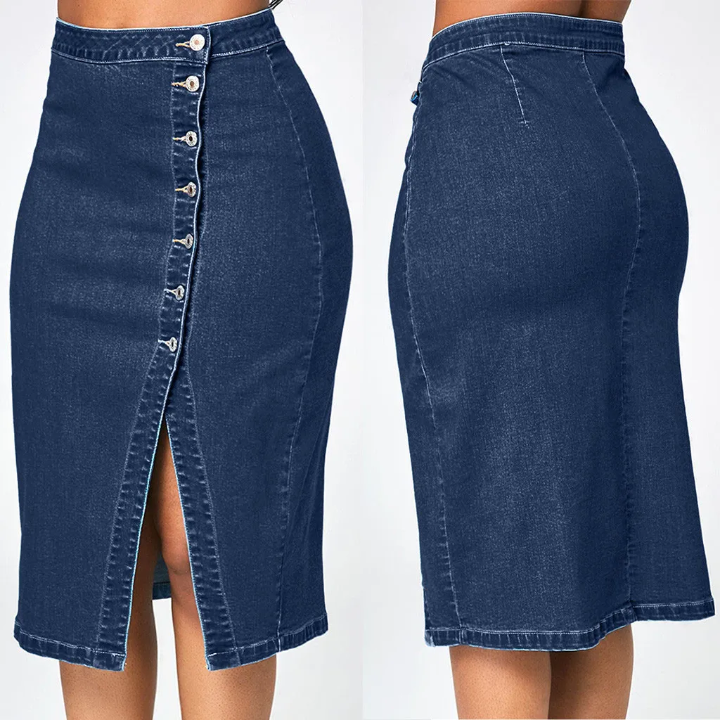 Women's Button A-line Side Split High Waist Denim Skirt Office Lady Black Blue Midi Jean Skirts Autumn Winter Mid-length Skirt
Women's Button A-line Side Split High Waist Denim Skirt Office Lady Black Blue Midi Jean Skirts Autumn Winter Mid-length Skirt