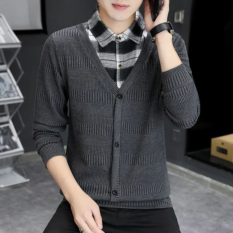 Fashion Button Spliced Knitted Fake Two Pieces Lattice Sweater Men's Clothing 2022 Autumn New Casual Pullovers Loose Korean Tops
Fashion Button Spliced Knitted Fake Two Pieces Lattice Sweater Men's Clothing 2022 Autumn New Casual Pullovers Loose Korean Tops
