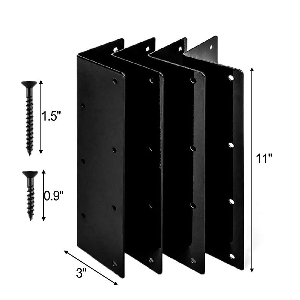 

Easy Assembly Durable Corner Brackets Metal Connectors Anti Rust Coating Black Easy Assembly Furniture Construction
