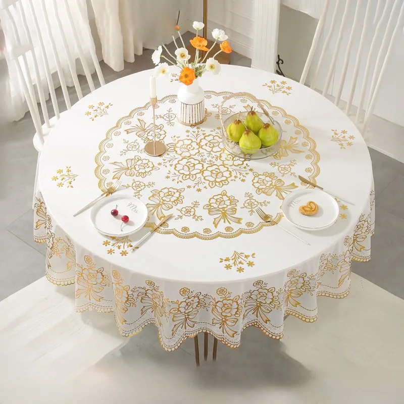European Thickened Round Tablecloth Waterproof Oilproof Anti-scald Non-washable Dining Table PVC Luxury Dining Table Dressing
European Thickened Round Tablecloth Waterproof Oilproof Anti-scald Non-washable Dining Table PVC Luxury Dining Table Dressing