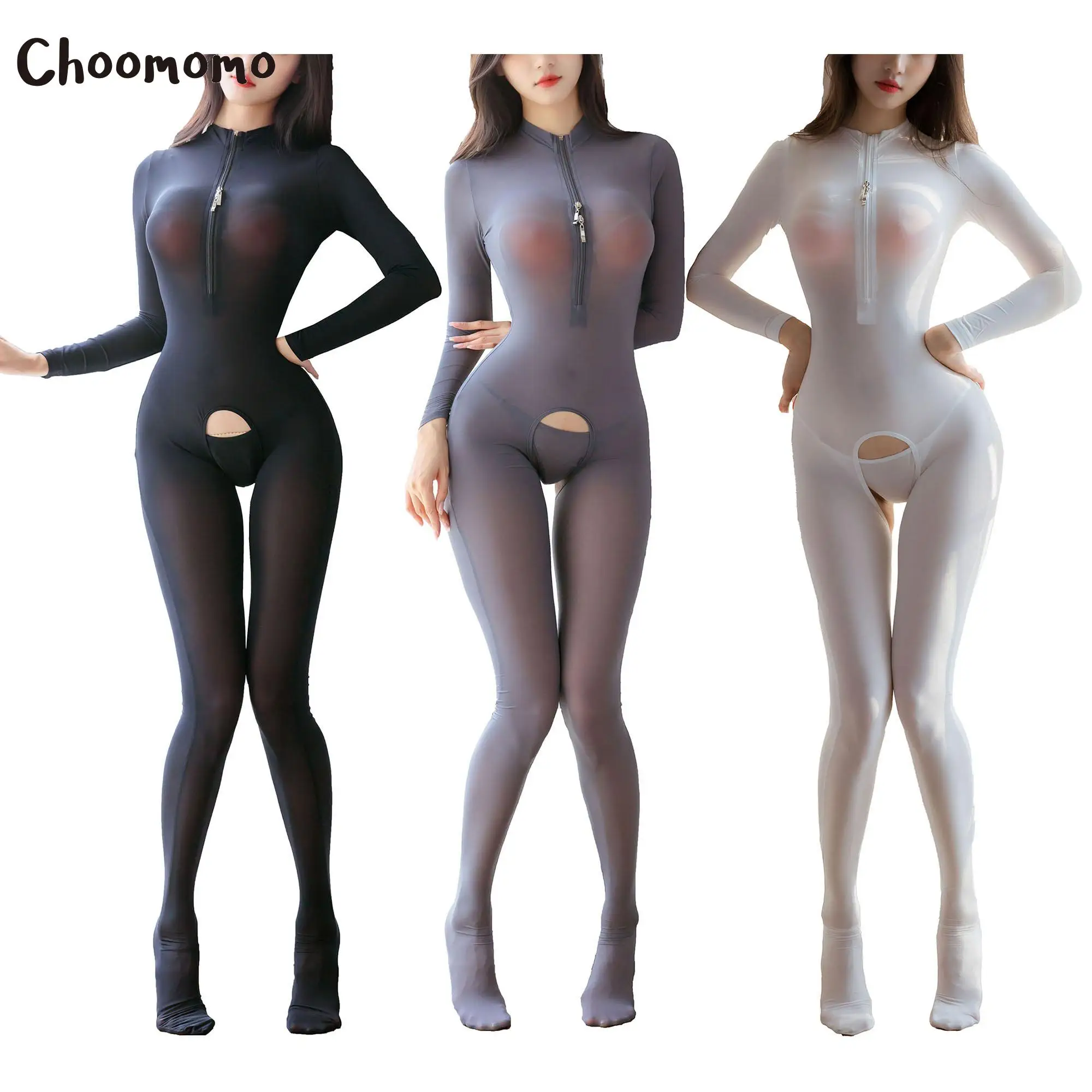 Choomomo Womens Long Sleeve Crotchless Bodysuits front Zipper with G-string Semi See Through Nylon Bodystocking Club Nightwears
Choomomo Womens Long Sleeve Crotchless Bodysuits front Zipper with G-string Semi See Through Nylon Bodystocking Club Nightwears