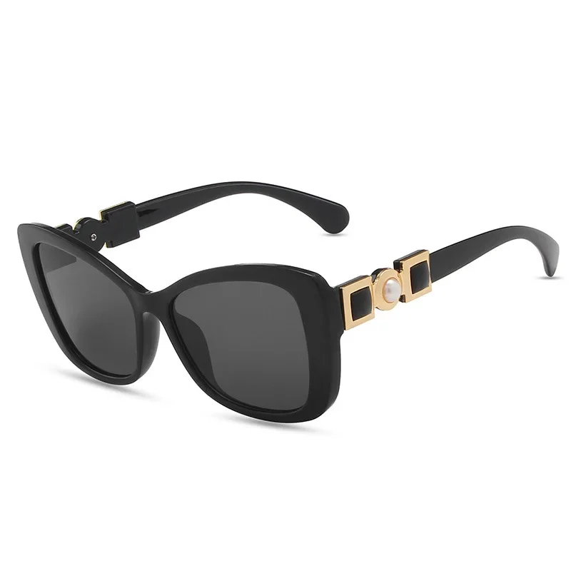 

Retro Cat Eye Pearl Sunglasses for Girls Ladies Trendy Black Leopard Sunglass Women Luxury Designer Gafas De Sol Hombre