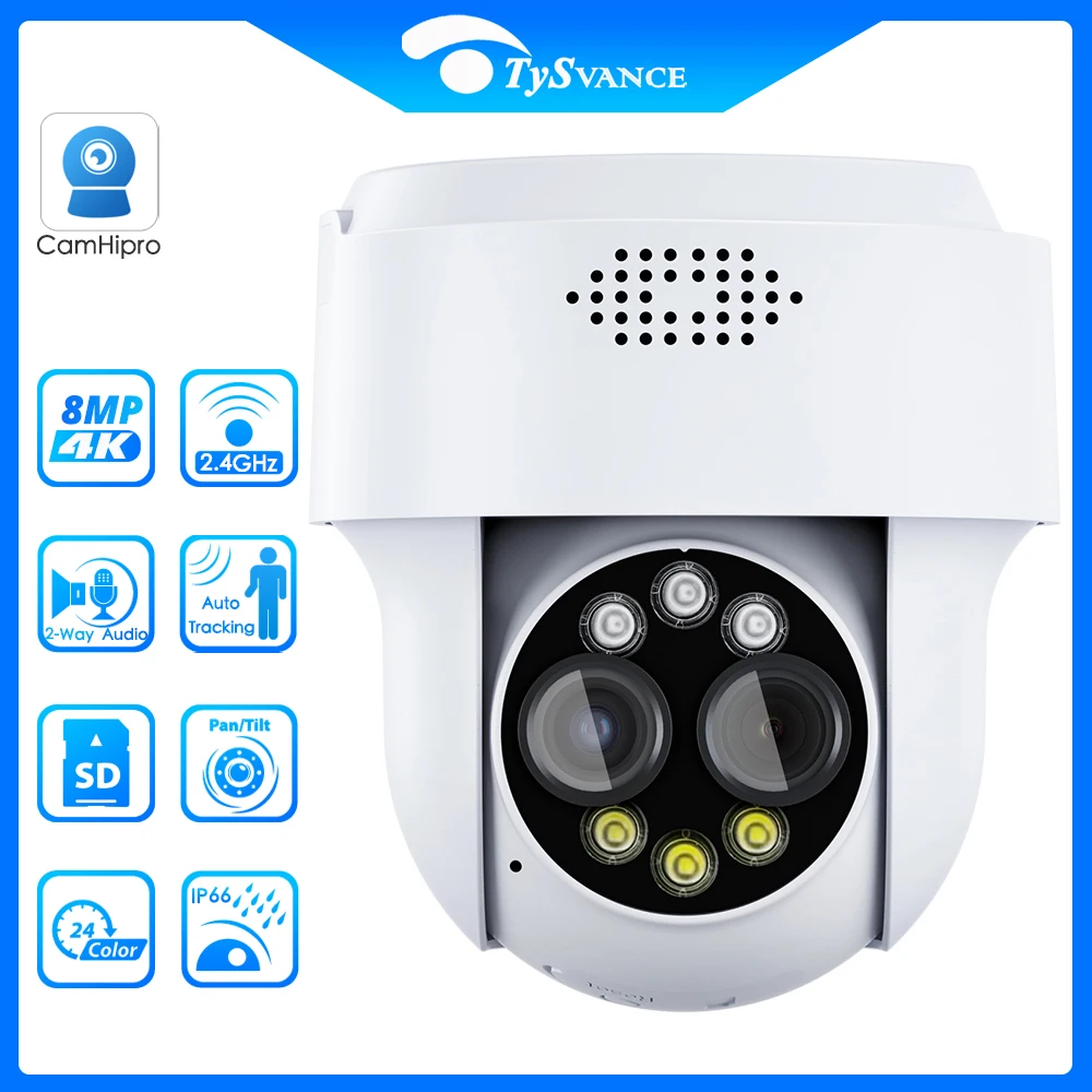 4K 8MP 4MP Wifi 4G Surveillance Dual Lens Camera Outdoor Humanoid Detection Color Night Vision PTZ Security Camera CamHipro
4K 8MP 4MP Wifi 4G Surveillance Dual Lens Camera Outdoor Humanoid Detection Color Night Vision PTZ Security Camera CamHipro