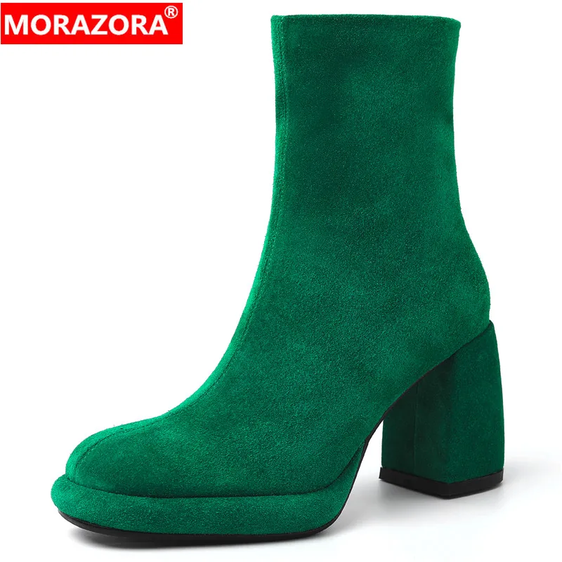 MORAZORA 2024 New Ladies Cow Suede Women Boots Zipper Thick High Heels Shoes Ankle Winter Autumn Platform Boots
MORAZORA 2024 New Ladies Cow Suede Women Boots Zipper Thick High Heels Shoes Ankle Winter Autumn Platform Boots
