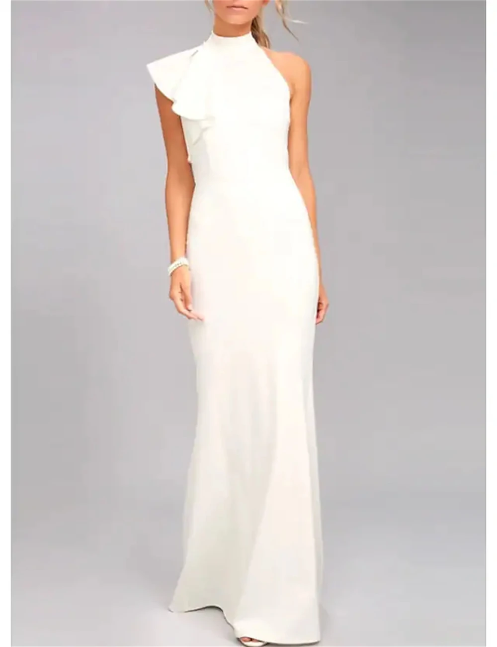 Elegant White Evening Dresses Engagement Formal Valentine's Day Dress High Neck Sleeveless Floor Length Satin with Ruffles 2023
Elegant White Evening Dresses Engagement Formal Valentine's Day Dress High Neck Sleeveless Floor Length Satin with Ruffles 2023