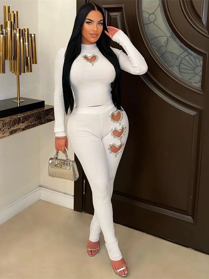 Knit Ribbed Tracksuit Women Two Piece Set Autumn Y2K Clothing Cutout Sweetheart Diamonds Top Pant Sets Womens 2 Piece Outfit Set
Knit Ribbed Tracksuit Women Two Piece Set Autumn Y2K Clothing Cutout Sweetheart Diamonds Top Pant Sets Womens 2 Piece Outfit Set