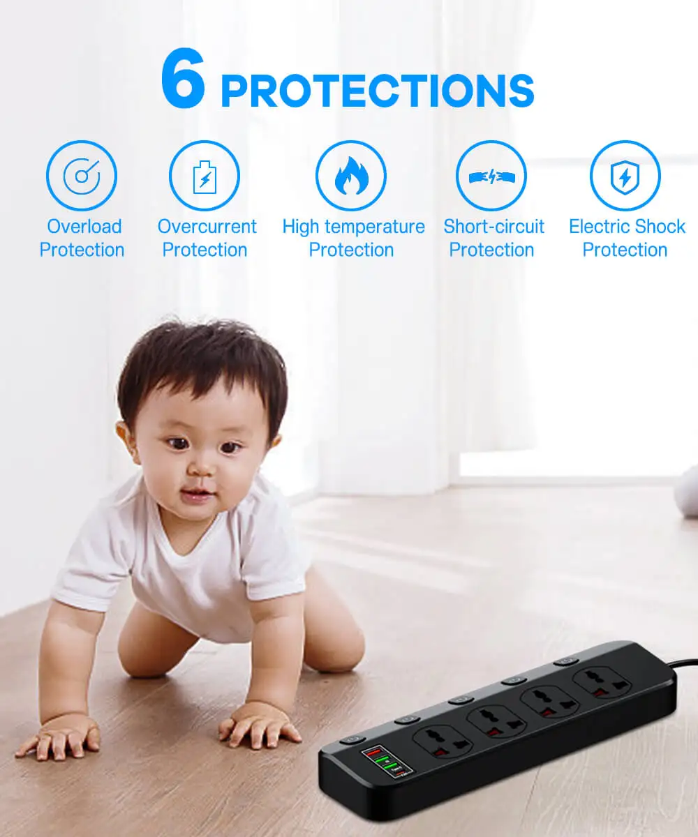 Network Filter Power Strip 2500W With 4 Universal Socket Multiple USB and 5 Switch, EU US UK Plug Socket Extension Cable For Home 4 Mallzona Sd93c7c276ce944ad8e9ca149d67717855 Network Filter Power Strip 2500W With 4 Universal Socket Multiple USB and 5 Switch, EU US UK Plug Socket Extension Cable For Home Mallzona