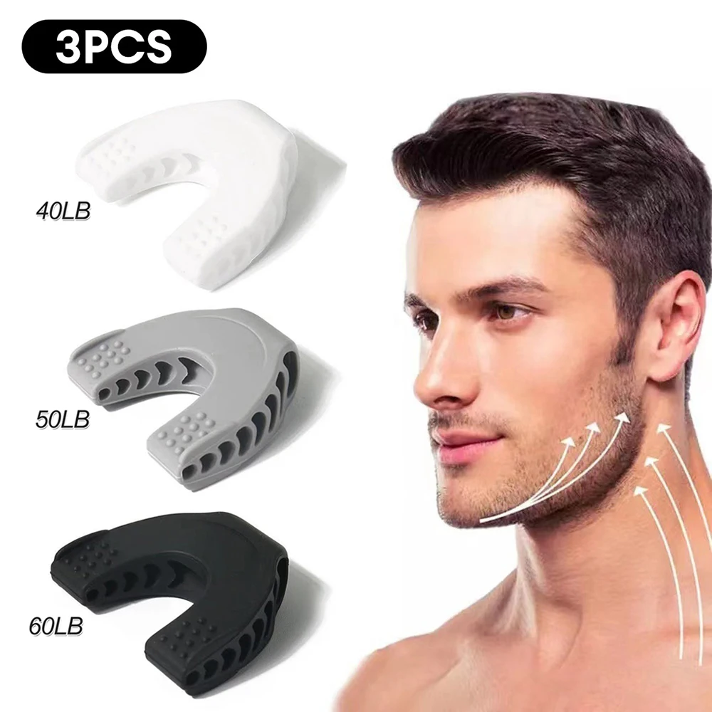 

3pcs Jaw Exerciser 40/50/60lbs Face Masseter Trainer Jawline Shaper Neck Toning Tool Silicone Chew Ball Double Chin Reducer