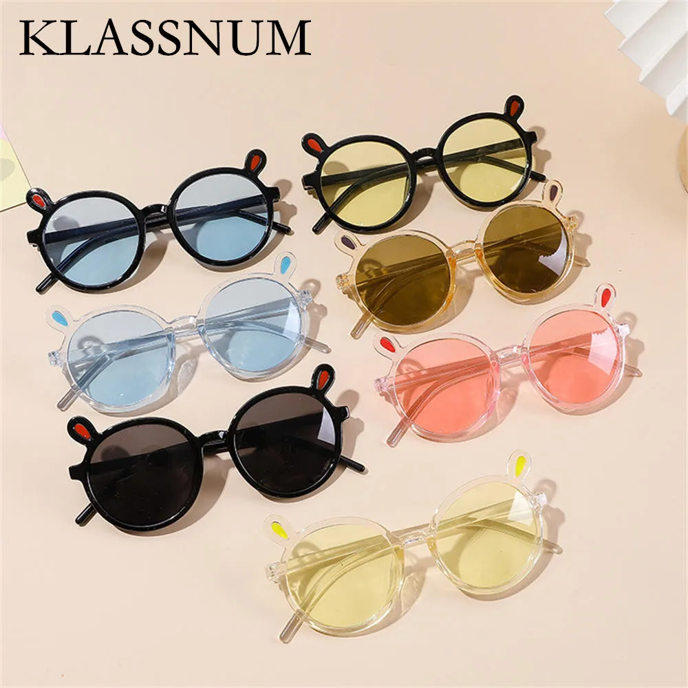 

2024 Fashion Round Children Sunglasses Cute Rabbit Ears Girls Boys Kids Sun Glasses UV400 Protection Eyewear Baby De Sol Gafas