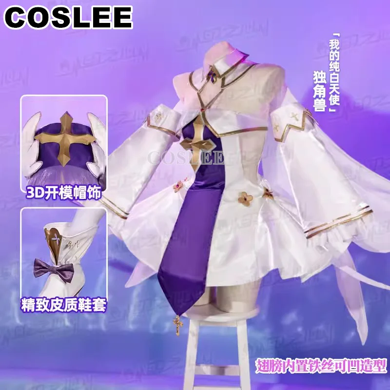 

COSLEE Azur Lane HMS My Pure White Angel Cosplay Costume Women Lovely Dress Outfit Game Suit Halloween Carnival Outfit Uniform