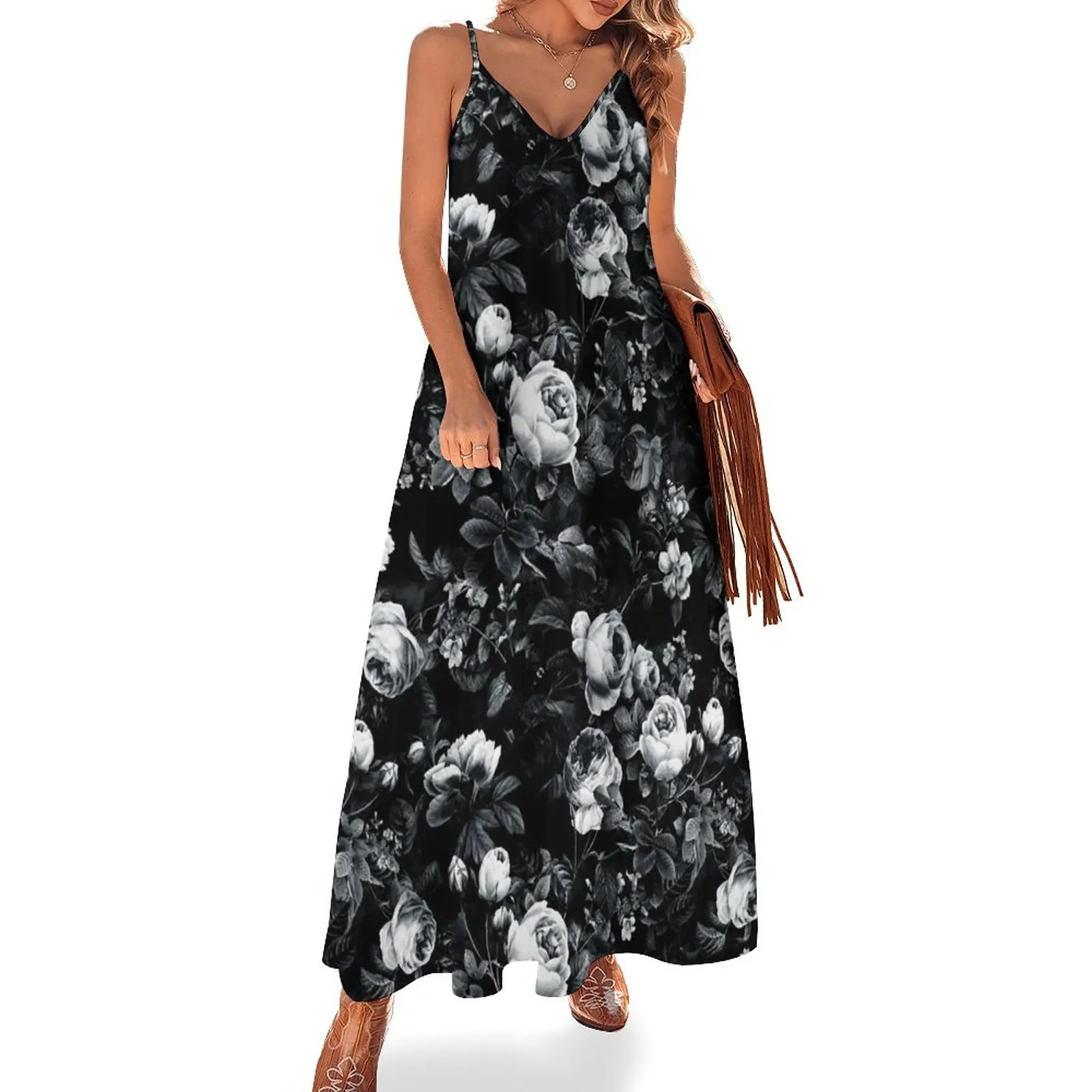 Roses Black and White Sleeveless Dress elegant and pretty women's dresses Long dress elegant evening dresses for women 2023
Roses Black and White Sleeveless Dress elegant and pretty women's dresses Long dress elegant evening dresses for women 2023